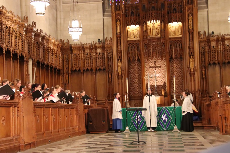 Rehearsing the liturgy at the altar in Duke Chapel