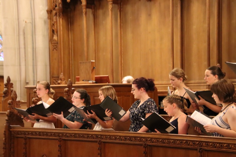 Choristers singing in Duke Chapel